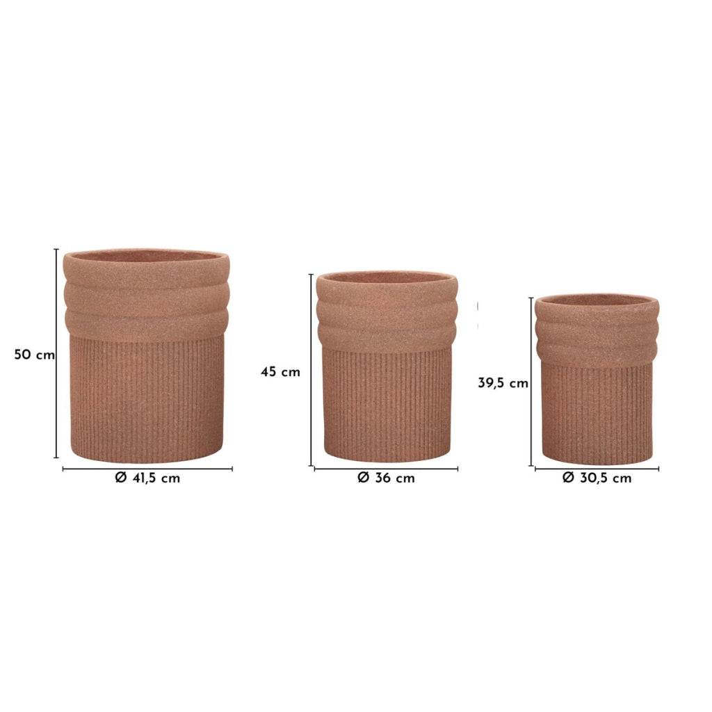 Set di 3 Vasi per Piante VKH1043, Rosso, Poliresina, 41,5x41,5x50 cm