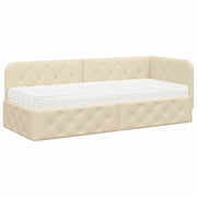 Letto singolo | Letto per adulti | Cornice del letto ad angolo Crema 80 x 200 cm Tessuto