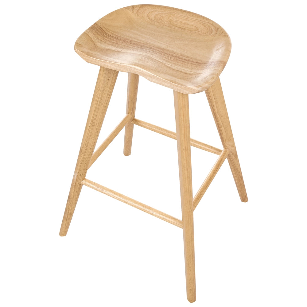 Set di 2 sgabelli da bar in legno di caucciù stile retrò cucina sala da pranzo marrone chiaro