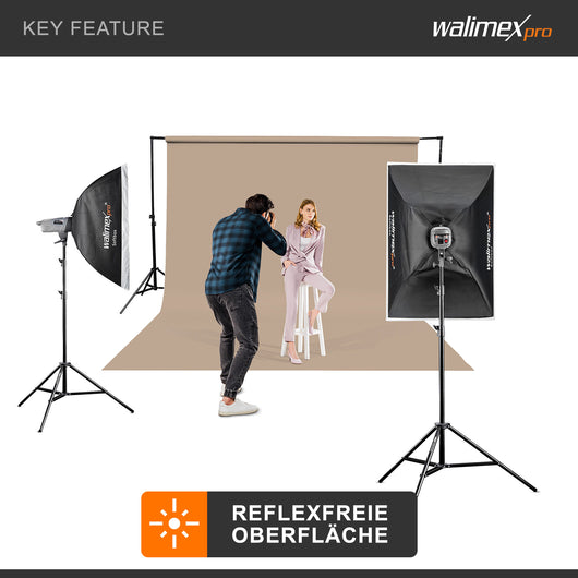 Sfondo fotografico in cartoncino beige chiaro 2,60x10 m, Backdrop foto antiriflesso e resistente, per studi fotografici