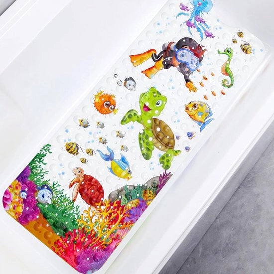 Mat per bambino per prevenire gli scivolamenti, misura 100x40 cm, antiscivolo per bambini, mat per doccia o vasca per bambini - 100% libero da BPA e resistente alla muffa