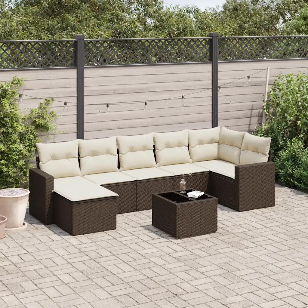 vidaXL Set Divani da Giardino 8 pz con Cuscini Marrone in Polyrattan