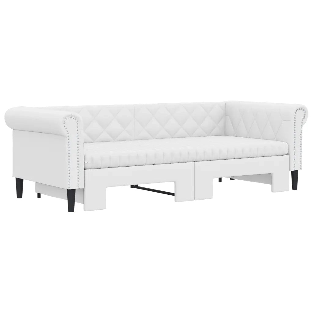 Divano Letto Estraibile e Materassi Bianco 90x200 cm Similpelle