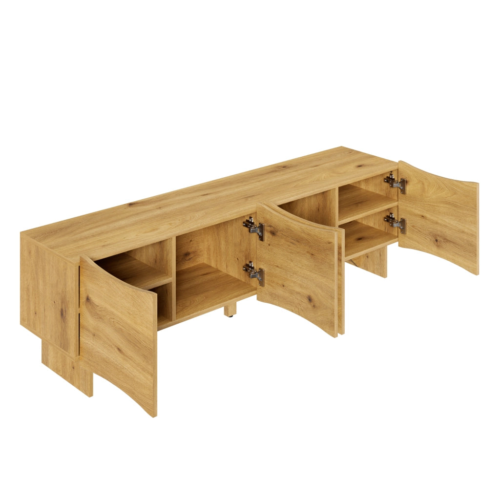 Mobile TV con Ante e Vano Contenitore ¨C MINIMAL ¨C Legno, Design Soggiorno, 155 cm