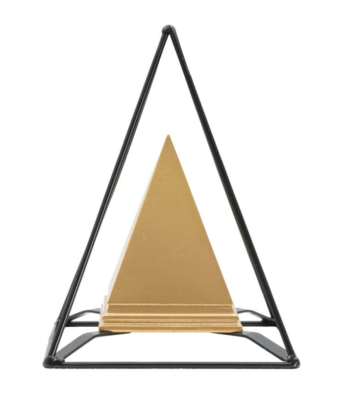 Piramide Oro con Ferro 15x15x21 cm in Poliresina e Ferro