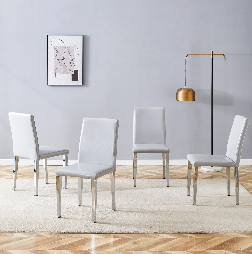 Set di 4 sedie da pranzo grigio chiaro e argento