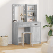 Set di Tavolo da Trucco a 2 Pezzi con LED Grigio in Legno Ingegnerizzato di Sonoma