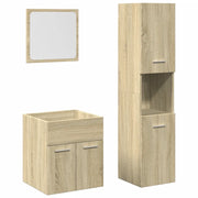 Set Mobili da Bagno | Armadio da bagno 3 pz Rovere Sonoma in Legno Multistrato