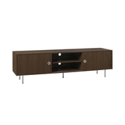 Mobile tv vintage in legno e acciaio inossidabile 2 ante, 180cm, noce