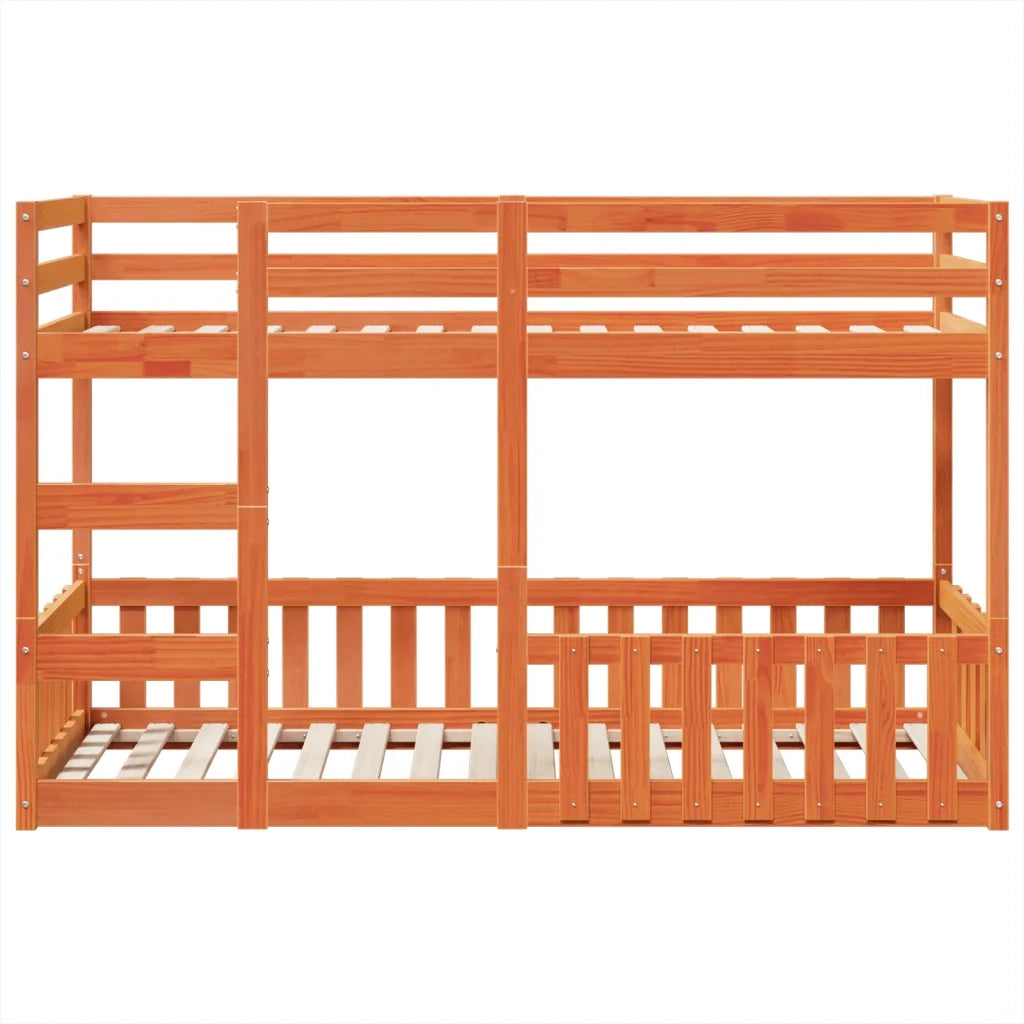 Letto a Castello Marrone Cera 75x190 cm in Legno di Pino