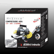 Trade Shop - Compressore Aria Portatile 85lt/min 12v Silenziato 30a 10bar Auto Moto Maxtech Co-ar01 -