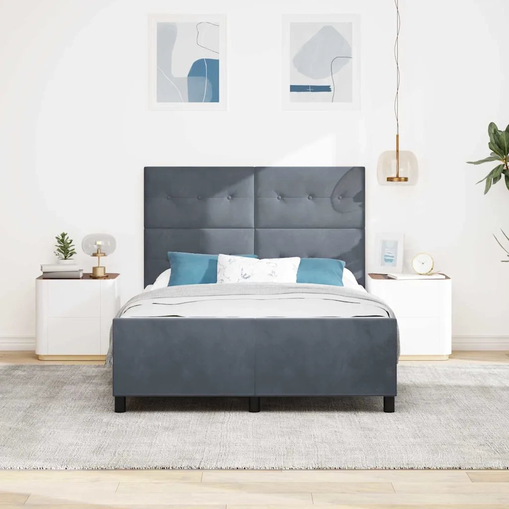 Letto a molle con testiera Grigio scuro 140 x 190 cm Velluto 3344940