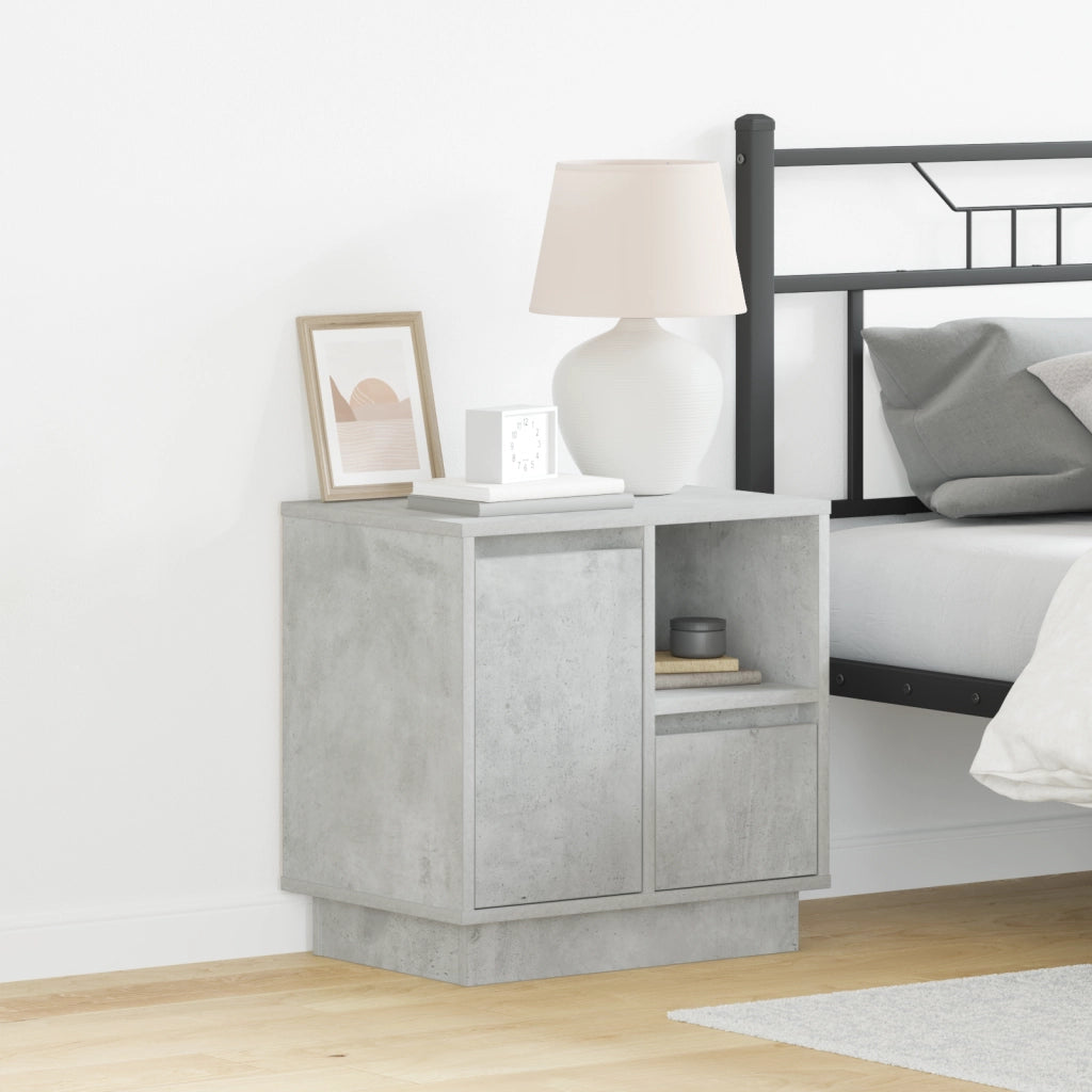 Comodino con LED Grigio Cemento 50x34.5x50 cm