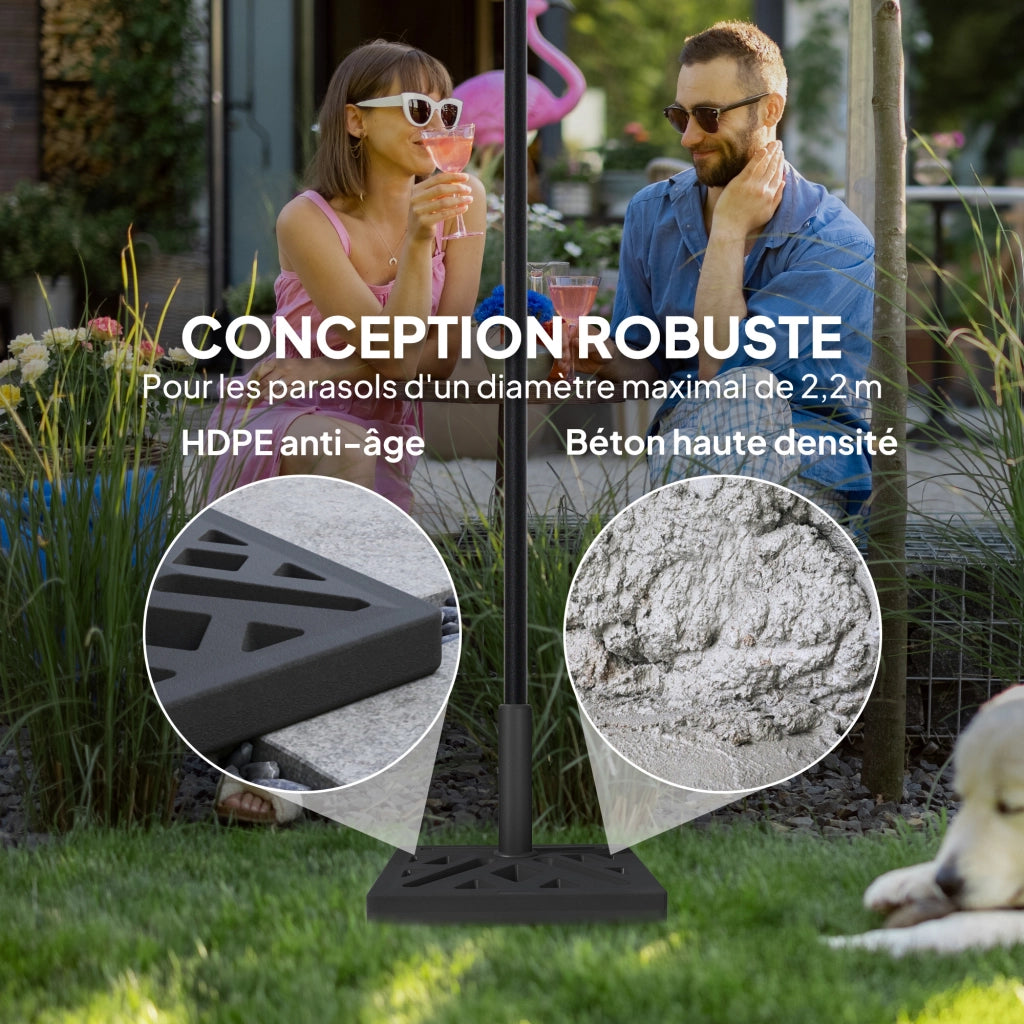 Base per ombrellone quadrata 15 kg ¨C Xylo ¨C cemento nero 45x45x33,5 cm per palo ? 32-48 mm