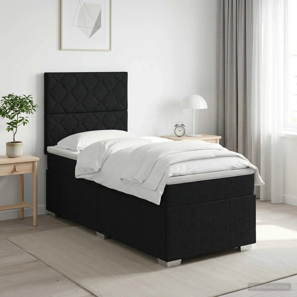 Letto box spring con materasso Nero 80 x 200 cm Tessuto 3454017