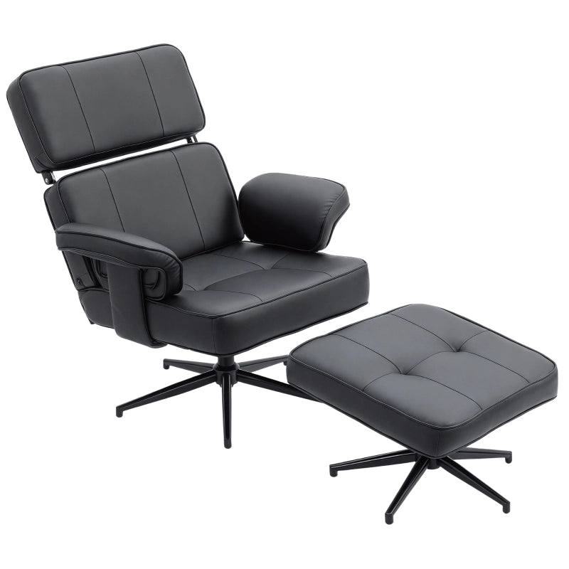 POLTRONA Reclinabile con poggiapiedi 91x79x89 cm Pelle sintetica Nero