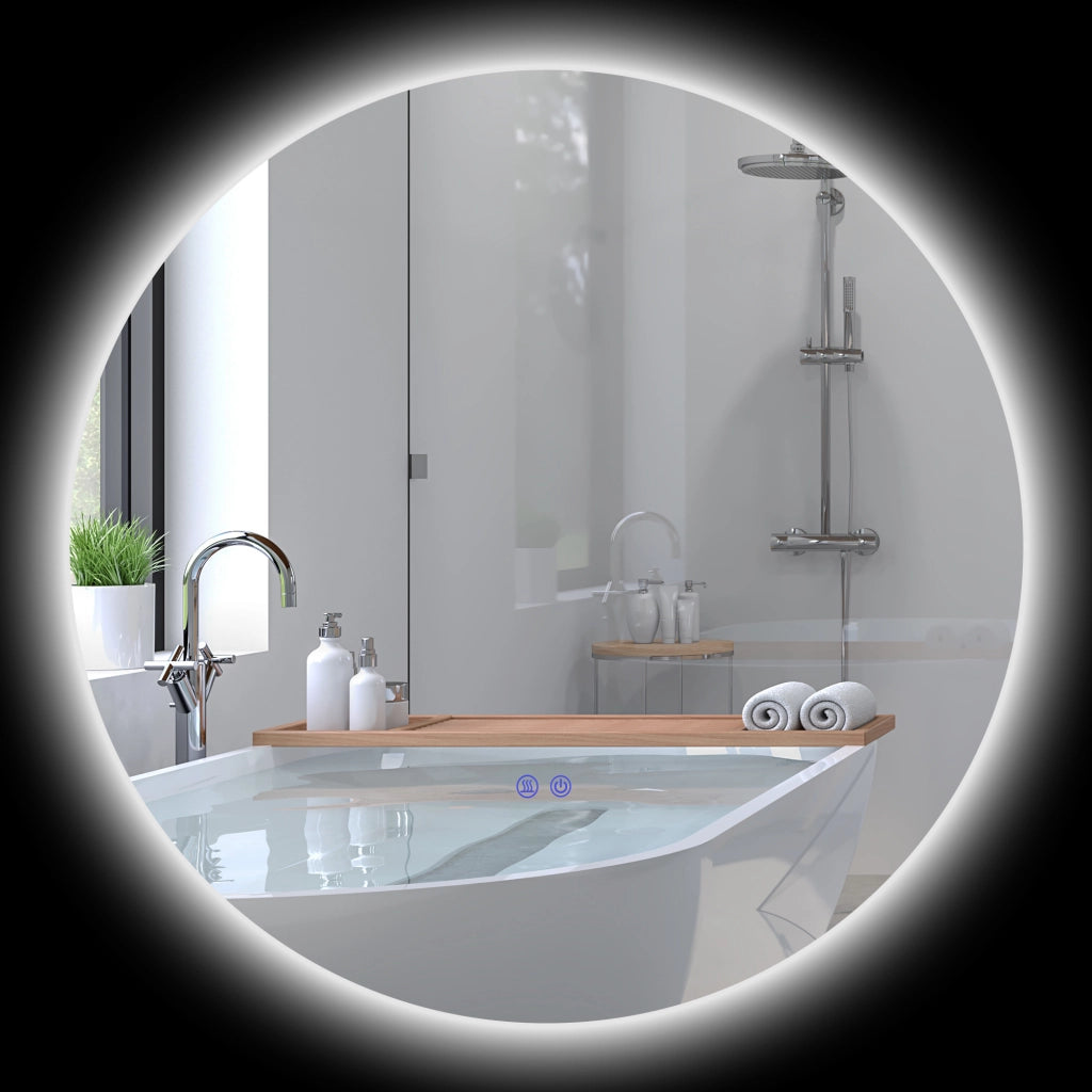 Specchio da Bagno LED Rotondo Antiappannante ¨C zephmum ¨C 80 cm Parete Bianco