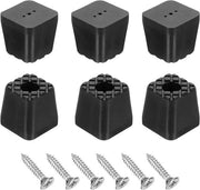 Set di protezioni antiscivolo per mobili in gomma - 30 x 30 mm - Set di 6 pezzi - Nero - Viti e anelli di chiusura