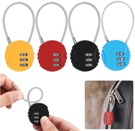 Set di combinazioni a 4 sloti - Chiusura a 3 cifre per valigia - Chiusura a cifre - Chiusura a cifre con cerniera - Rilascio senza chiave - Adatto a valigie, armadi