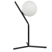 Lampada da tavolo bianca e nera con paralume in vetro Asta in ferro 45 cm Telaio Luce singola Design moderno Accessori per la casa Soggiorno