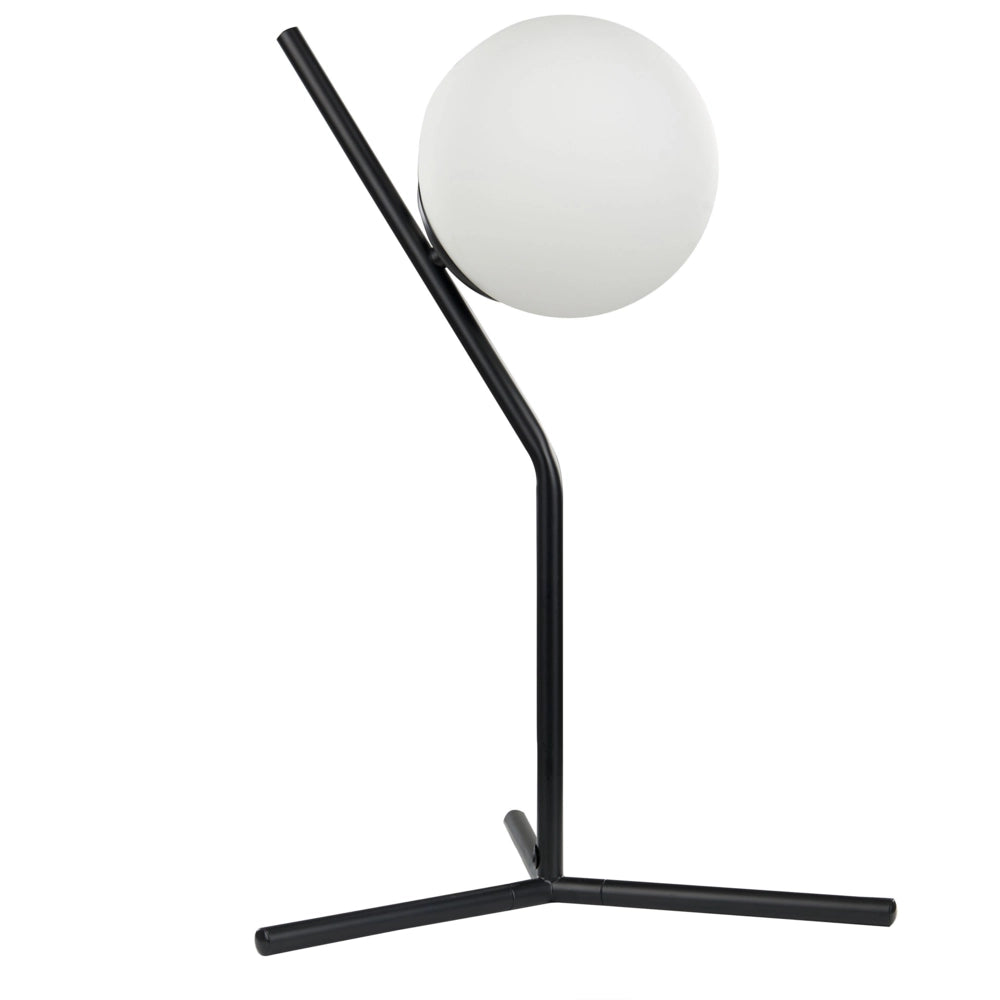 Lampada da tavolo bianca e nera con paralume in vetro Asta in ferro 45 cm Telaio Luce singola Design moderno Accessori per la casa Soggiorno
