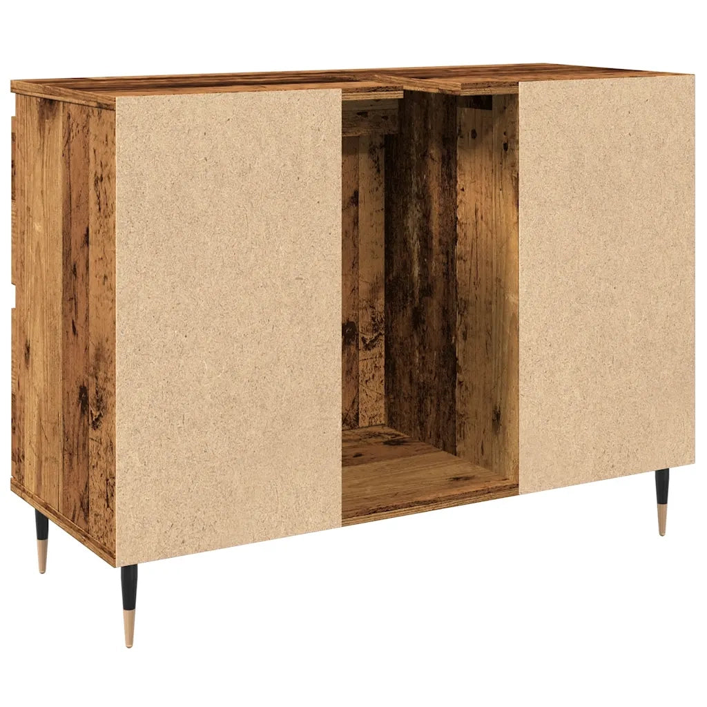 Mobiletto da bagno vintage con 4 cassetti e stile industriale 80 x 33 x 60 cm realizzato in legno di recupero 02_0051112