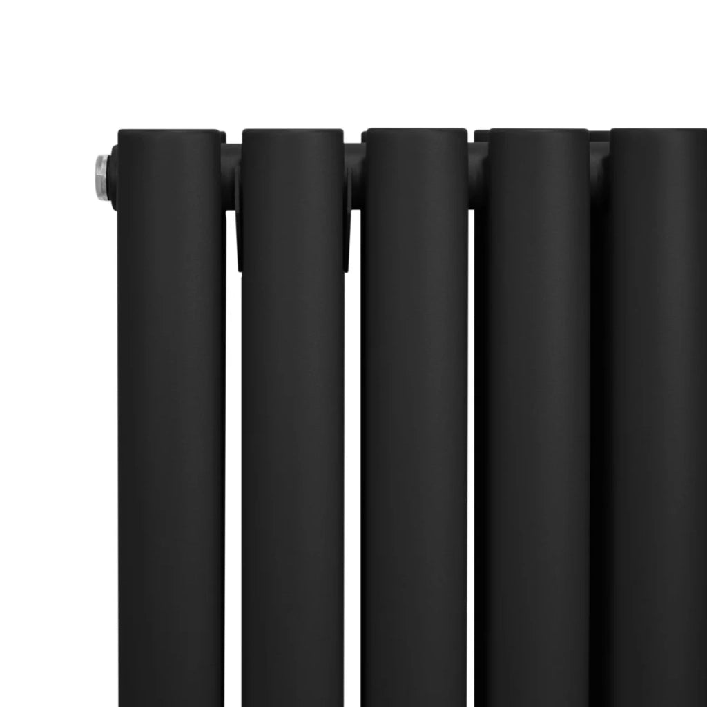 Radiatore a colonna ovale e valvole cromate TRV Designer Nero  600 mm x 1200mm