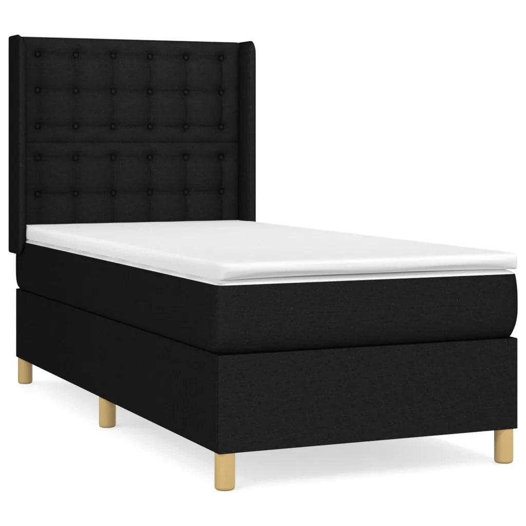 Giroletto a Molle con Materasso Nero 100x200 cm in Tessuto 3132291