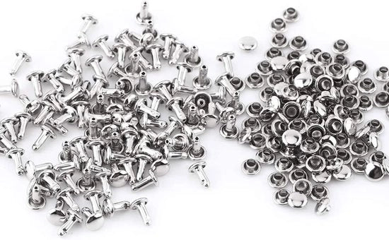Nageli per chiodo doppio - Chiusure in metallo - Lavorazione della pelle - Allineamento manuale - 100 pezzi - Argento