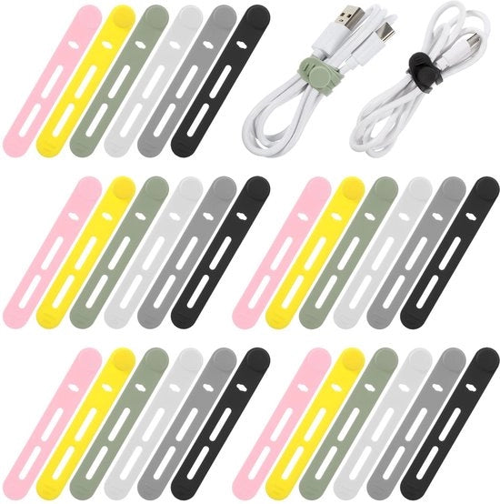 30 Stuks Cavi elettrici Siliconei Riciclabili per Organizzazione dei Cavi