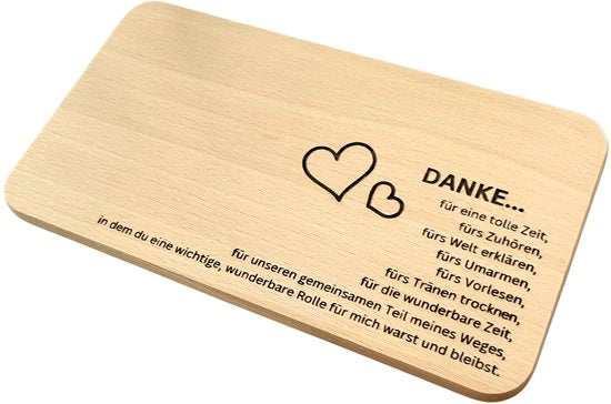 Cadeau di ringraziamento – Banchetto da colazione in legno con incisione per dire grazie – Idea di regalo personalizzata per mamma, papà, insegnante, genitori, educatore infantile – Sostenibile e affettuoso