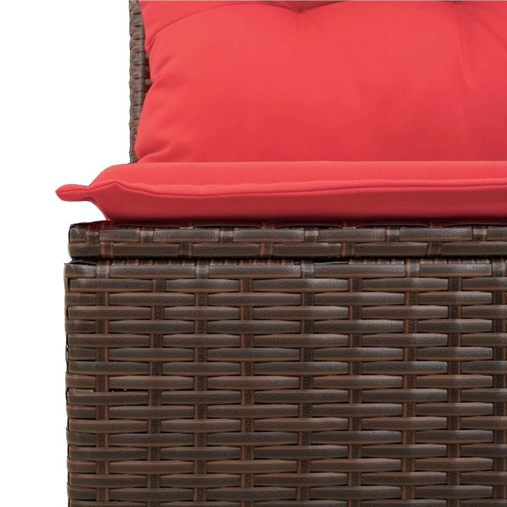 Set Divano da Giardino 7 pcs Marrone e Rosso polyrattan