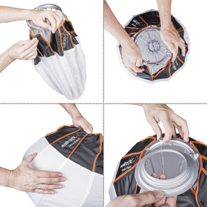 360° Ambient Light Softbox 80cm - Palla diffusore, softbox, sagomatore di luce, Ø 80 cm, pieghevole, speedring, clip-on flash, speedlite, flash da studio, omnidirezionale