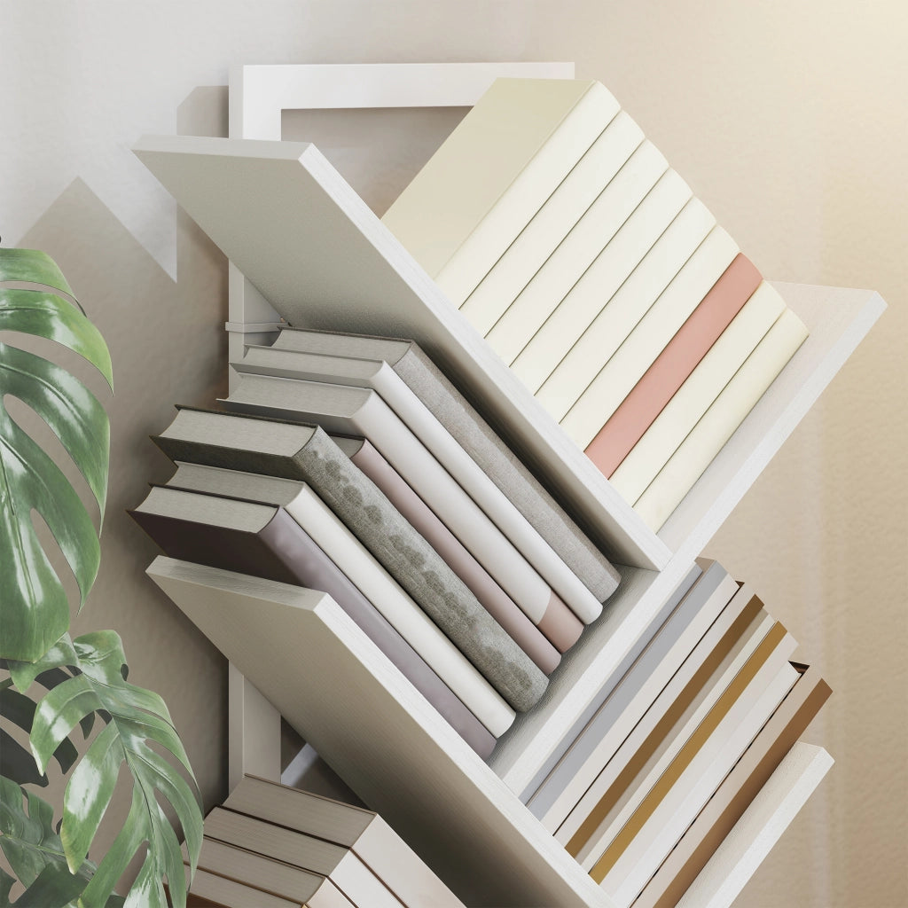 Libreria a Forma di Albero con 5 Ripiani ¨C zephmum ¨C Bianco 50x24x82 cm