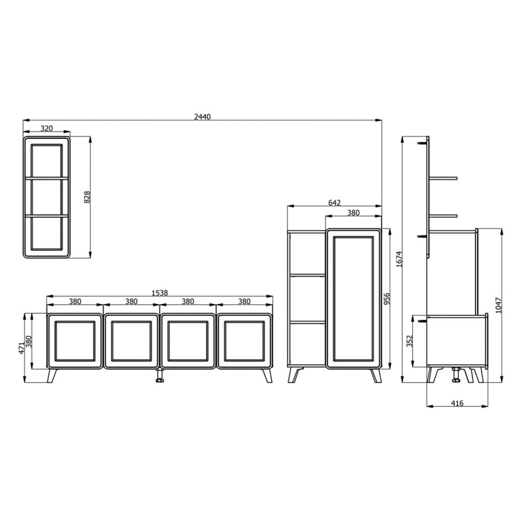 Colverde, set Mobili da Soggiorno Modulabile, Bianco