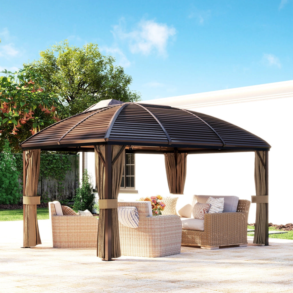 Gazebo da giardino ¨C zephmum ¨C marrone 400x300x280 cm