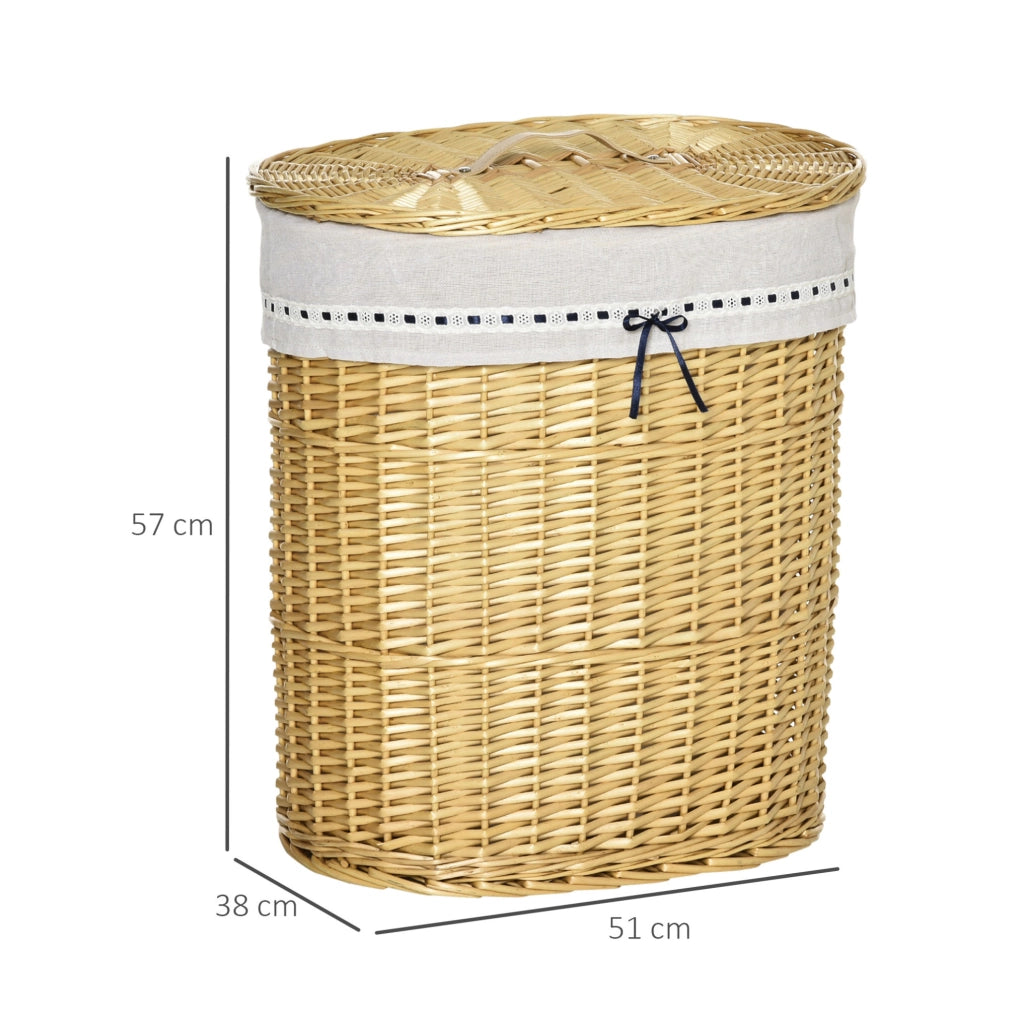 Cesto portabiancheria con coperchio in rattan naturale 100 L