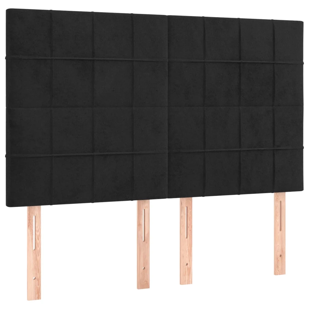 Giroletto a Molle con Materasso Nero 140x200 cm in Velluto 3137847