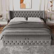 Letto Imbottito Matrimoniale Contenitore Idraulico ¨C Xylo ¨C Grigio, Flanella, 140x200
