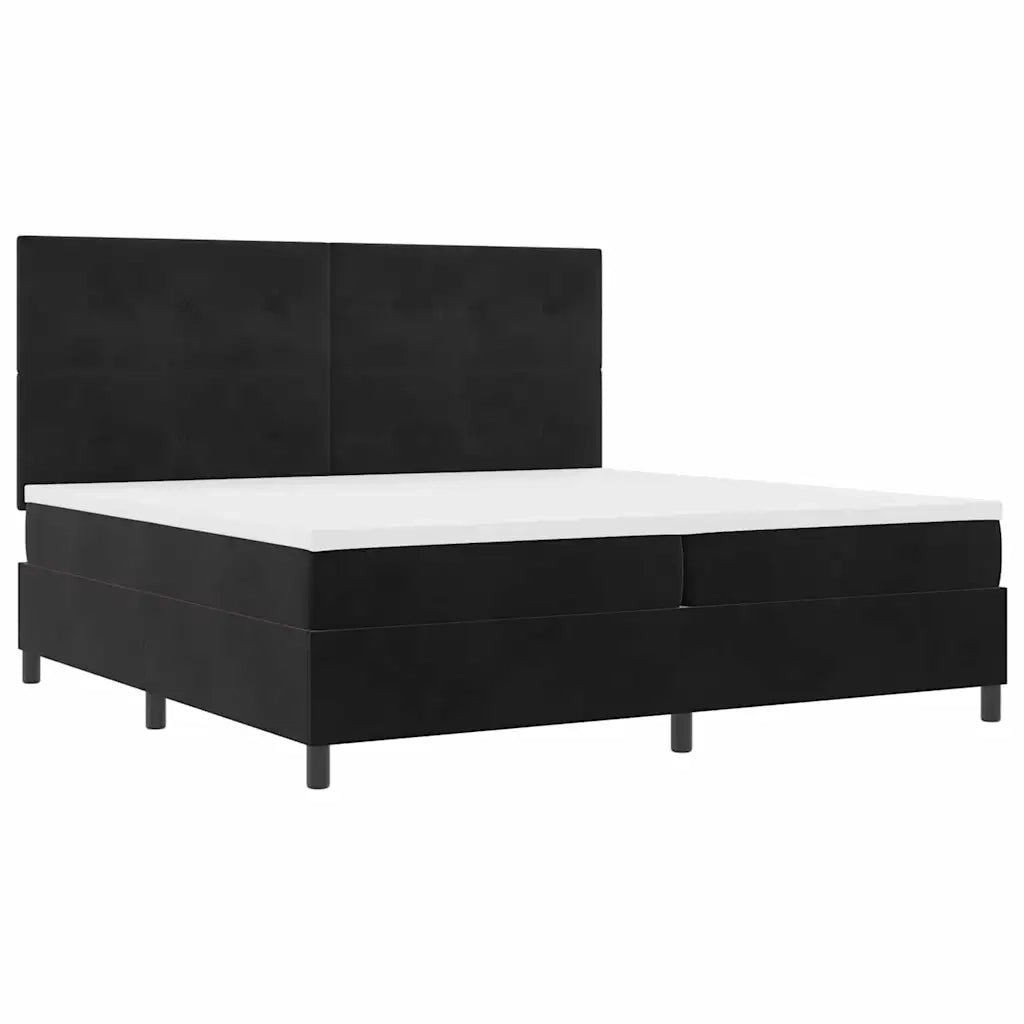 Letto a Sorgente LED con materasso Nero 200 x 200 cm Tessuto