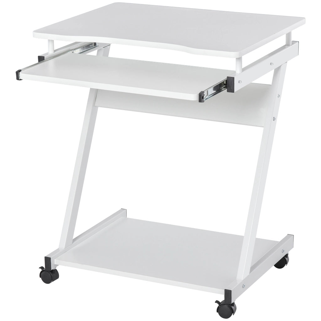 Scrivania con Ruote ¨C Zephmum ¨C Bianco Metallo 60x48 cm