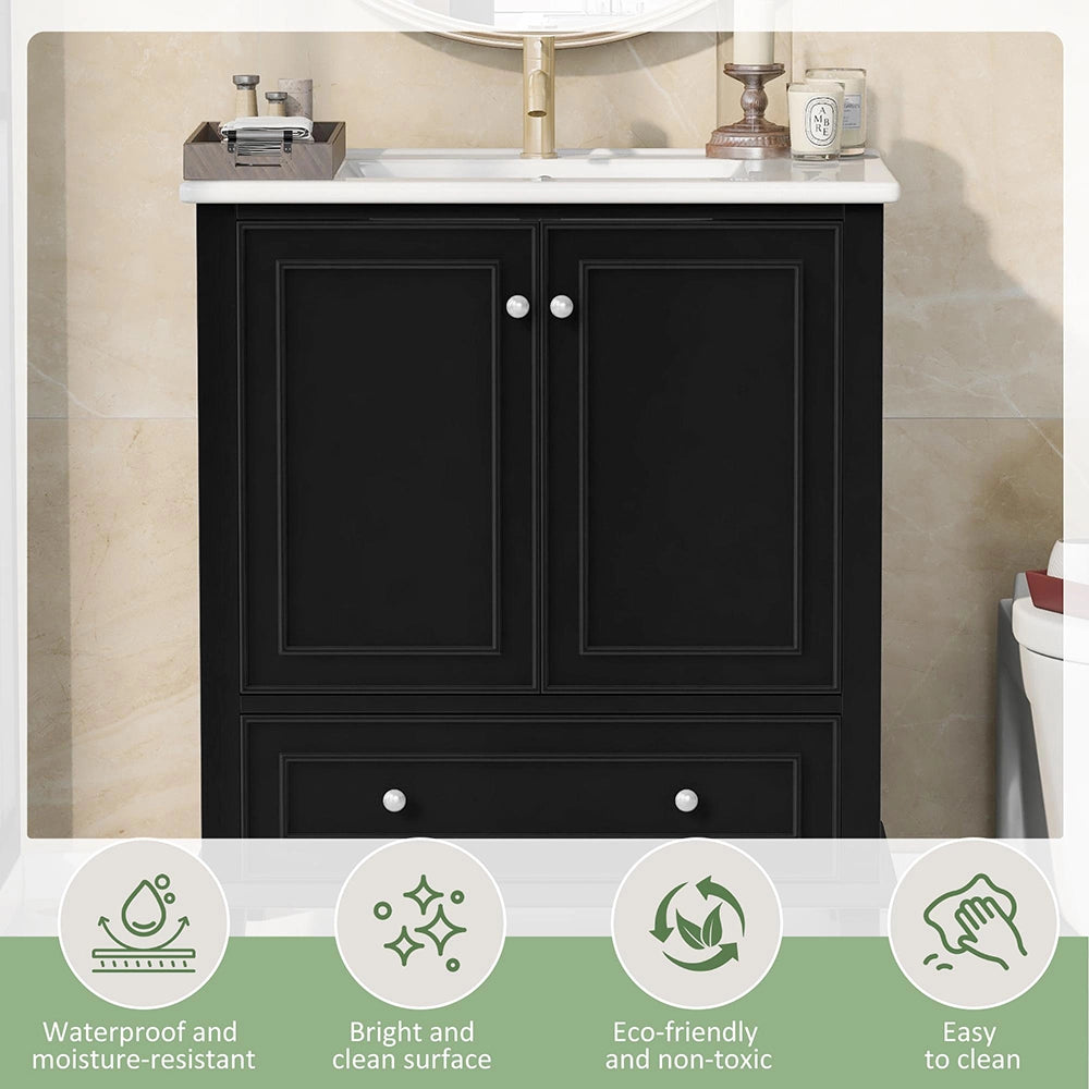 Armadio bagno - Xylo - 73x46x87 cm - Bianco - Lavabo ceramica resistente umidit¨¤