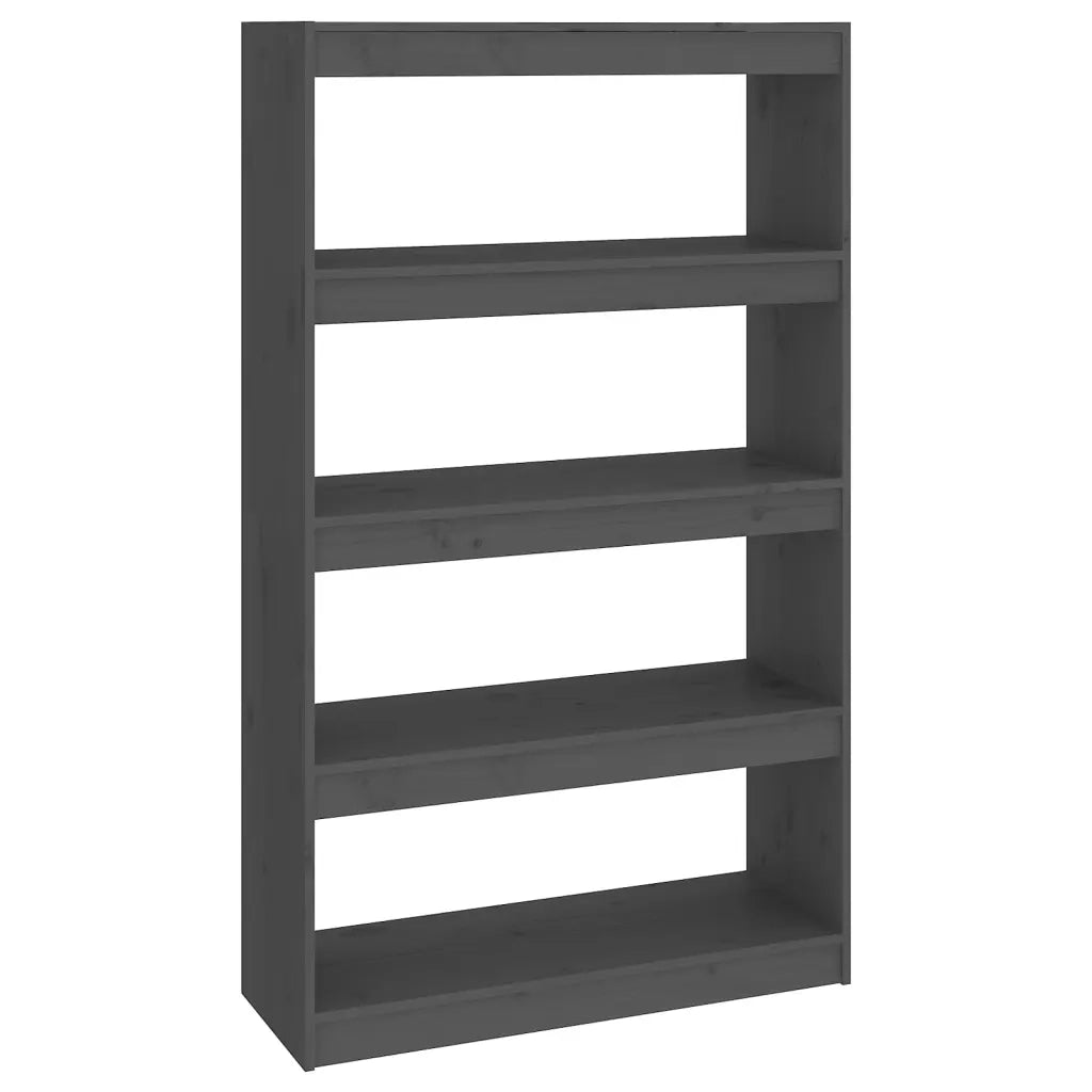 Libreria Divisorio-Scaffale per Libri-Mobile di Stoccaggio Grigio 80x30x135,5 cm in Massello di Pino