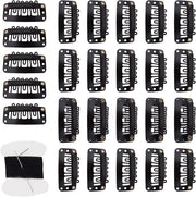 Set di clip-in per estensioni capelline da 25 pezzi con lunghezza 32 mm per pruiche - 6 denti, clip a molla per capelli