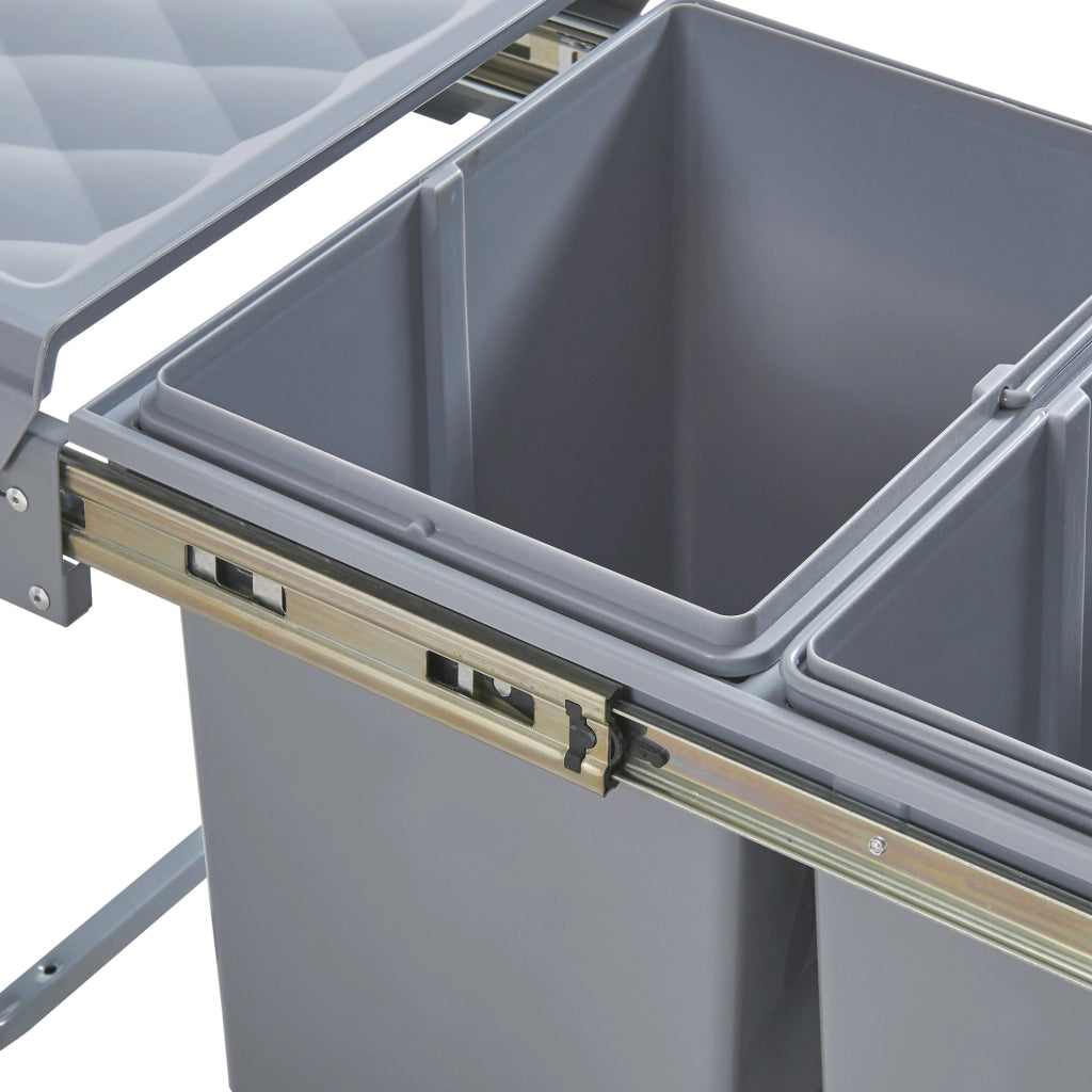 Pattumiera Estraibile Froland con 2 Bidoni Sotto Lavello 2x 15 L Grigio [en.casa]