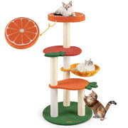 Albero per gatti con cesto rotante di mela e carota, Albero per gatti in stile frutta 99,5 cm Colorato