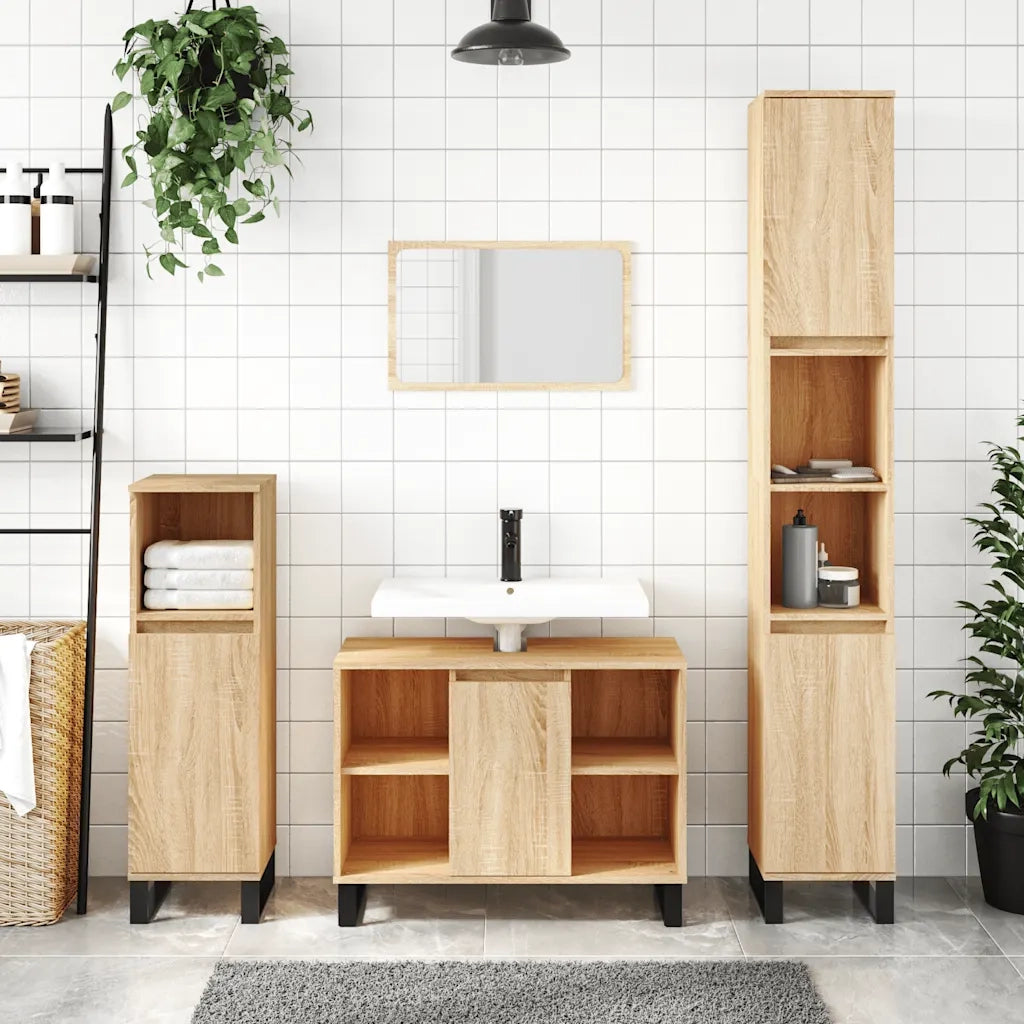 Mobile da Bagno | Armadio da bagno Rovere Sonoma 80x33x60 cm in Legno Multistrato
