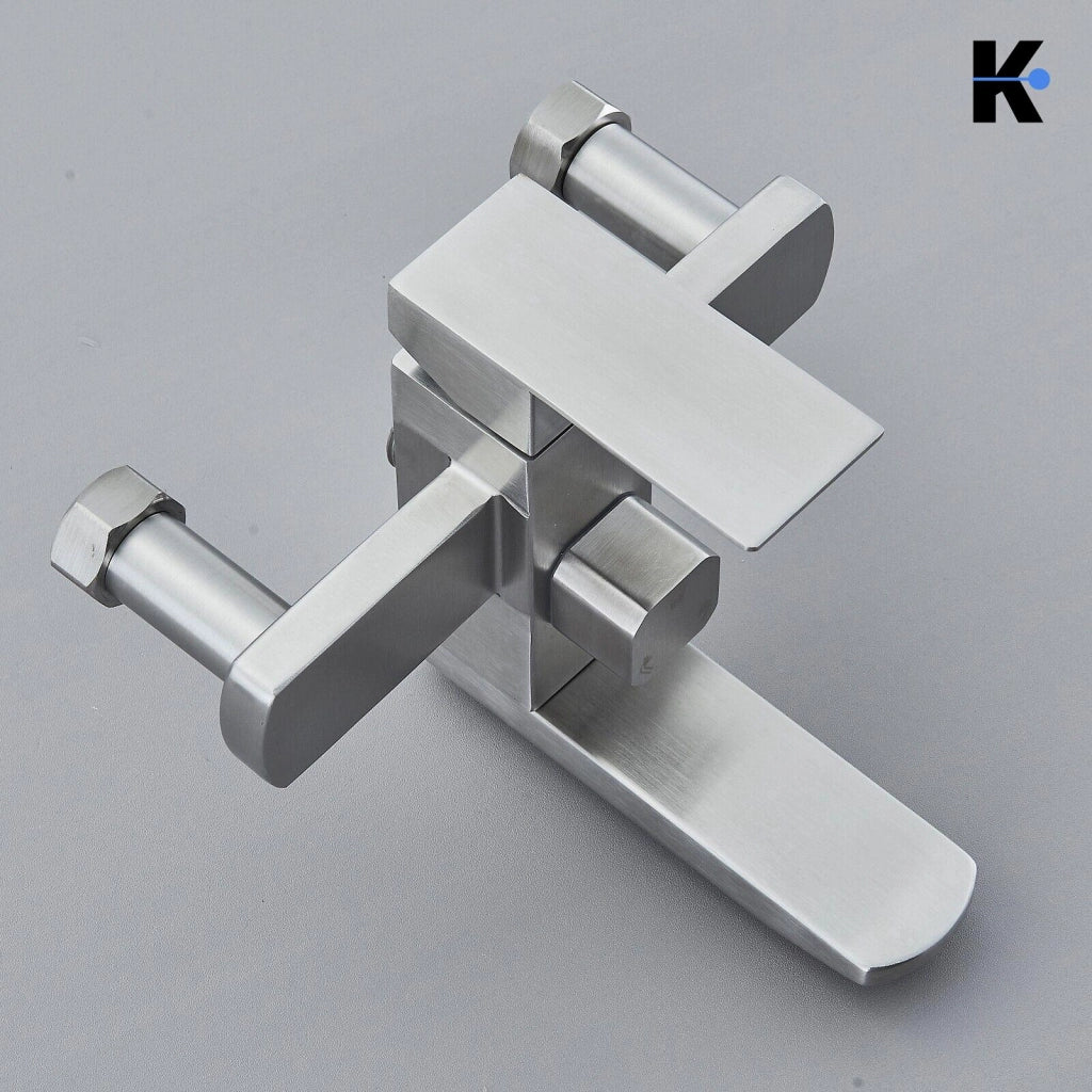 LANA | Set pioggia Premium in acciaio inox spazzolato argento | Miscelatore doccia di design | Miscelatore doccia completo di doccetta