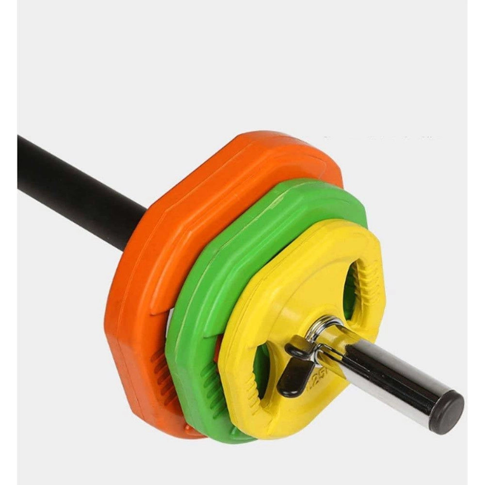 Trade Shop - Set Bilanciere Con Dischi Colorati Pesi Da 20kg Per Allenamento Home Gym Fitness -