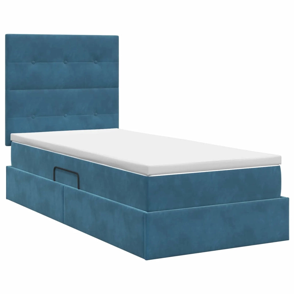 Letto con contenitore e materasso Blu Scuro 90 x 190 cm Velluto 3459661